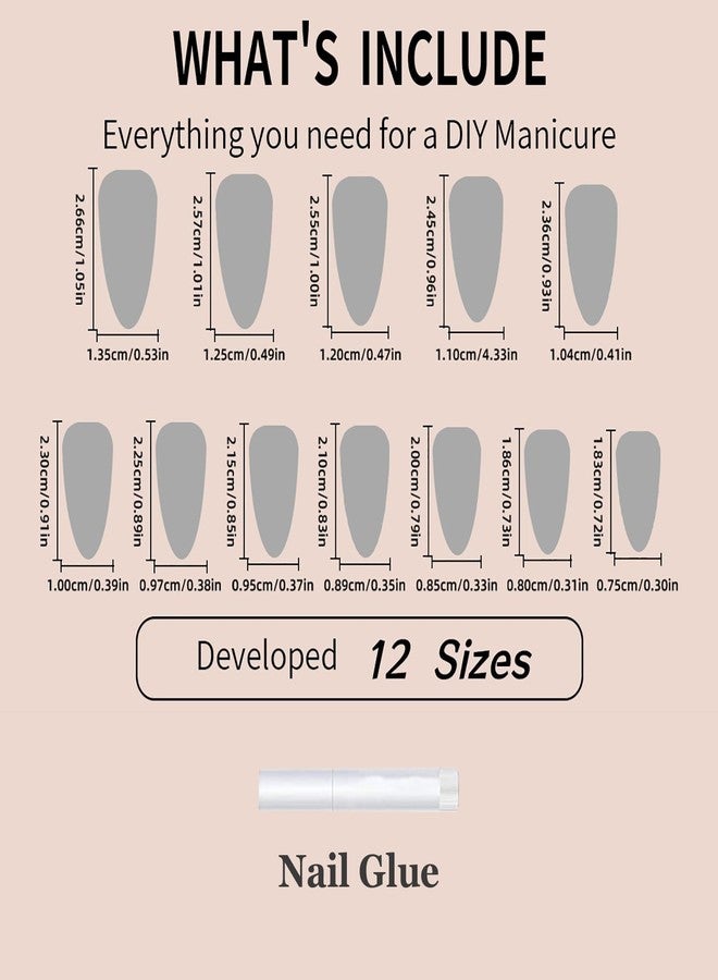MISUD Press on Nails - Medium Almond Glue on Nails with Bling Glitter, Acrylic Sparkly Sequins Design 24 pcs - Image 5